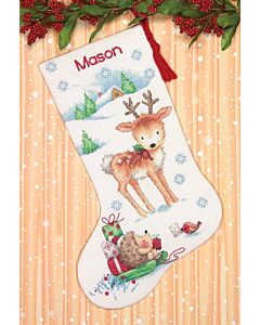 Dimensions kerstsok rendier en egel borduren 70-08978