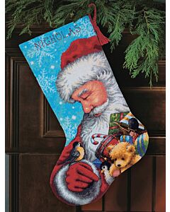 Borduurpakket Kerstsok kerstman dimensions voorbedrukt 72-09145