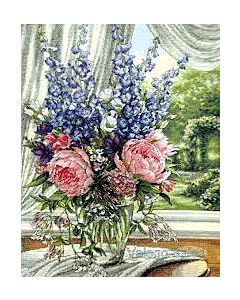 dimensions peonies & delphiniums borduurpakket