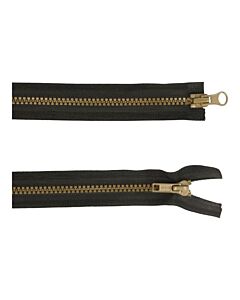 Dubbel deelbare rits 70cm zwart met bloktand