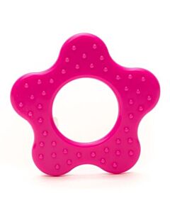 Durable bijtring bloem - donker roze