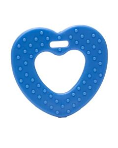 Durable bijtring hart met noppen - blauw
