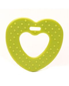 Durable bijtring hart met noppen - groen