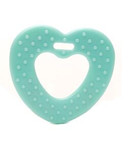 Durable bijtring hart met noppen - licht blauw