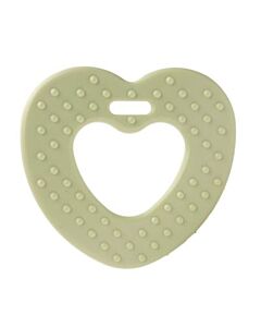 Durable bijtring hart met noppen - licht groen