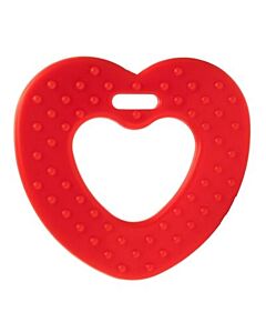 Durable bijtring hart met noppen - rood