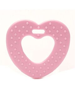 Durable bijtring hart met noppen - roze