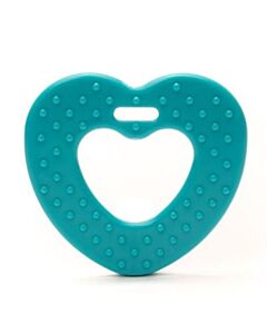 Durable bijtring hart met noppen -  turquoise