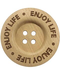Durable houten tekst knoop 'Enjoy life' 40mm