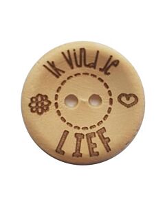 Durable houten tekst knoop 'ik vind je lief' 30mm