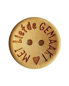 Durable houten tekst knoop 'Met liefde gemaakt'  20mm