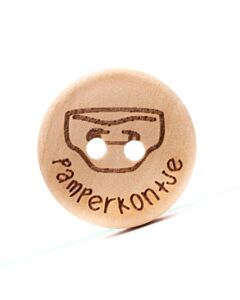 Durable houten tekst knoop Pamperkontje 20mm