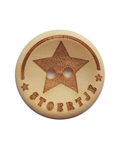 Durable houten tekst knoop 'Stoertje'  20mm