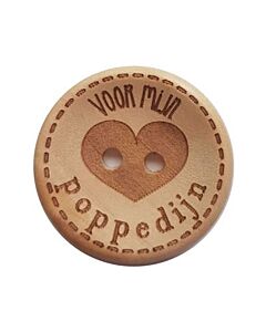 Durable houten tekst knoop Pamperkontje 20mm