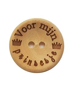 Durable houten tekst knoop Pamperkontje 20mm