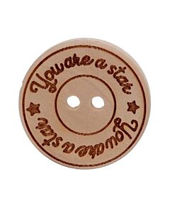 Durable houten tekst knoop Pamperkontje 20mm
