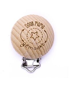 Durable speenclip 'door mama gemaakt' hout 
