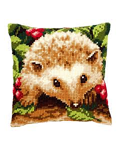 Voorbedrukt kruissteekkussen egel met besjes als borduurpakket