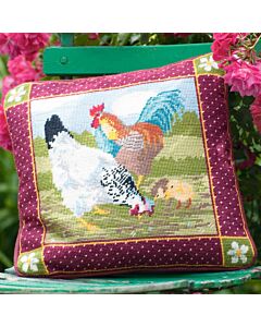 Ehrmann borduurkussen boerderij kippen