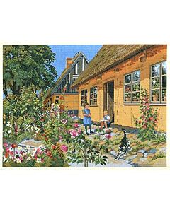 Borduurpakket Hollyhocks van Eva Rosenstand 12-758  linnen