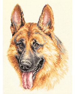 Borduurpakket German Shepherd - duitse herder met telpatroon Chudo Igla (Magic Needle)
