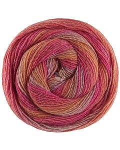 Lana Grossa Gomitolo Gala kleur 4029 (roodoranje/paars/groen)