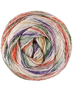 Lana Grossa Gomitolo Hippie kleur 3032 (crème/paars/groen/roestbruin/geel)