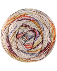 Lana Grossa Gomitolo Hippie kleur 3032 (crème/paars/groen/roestbruin/geel)
