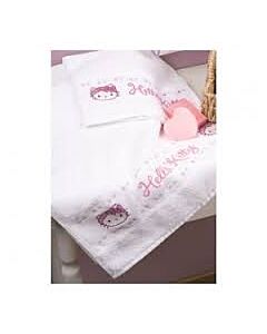 Hello kitty in de badkamer handdoek om zelf te borduren.