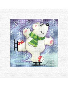 Heritage Crafts borduurpakket kerstkaart Polar bear 1242A telpatroon 