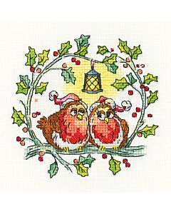 Heritage Crafts borduurpakket Christmas Robins 1528A