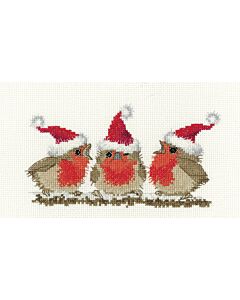 Heritage Crafts borduurpakket Festive Robins 1736A telpatroon 