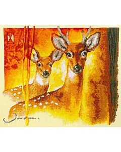 Borduurpakket kruissteek telwerk herten op linnen Vervaco 