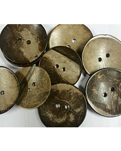 Houten, gladde, ronde knoop 'kokosnoot' met twee gaten in diverse maten.