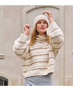 Lana Grossa trui met v-hals breien van Natural Alpaca Pelo nk3,m25