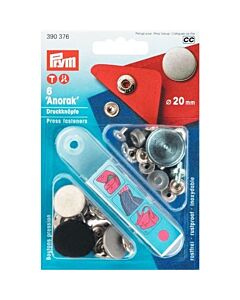 Prym vernietbare drukknopen Anorak design - 20mm oudijzer mat 6 stuks