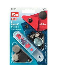 Prym vernietbare drukknopen Anorak design - 20mm oud brons mat 6 stuks