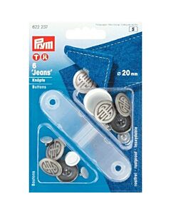 Prym  jeansknopen open kap, dessin art deco, 20mm oudijzer, 6 stuks 