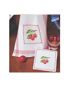 Borduurpakket  Pannenlap kersen om te borduren van vervaco