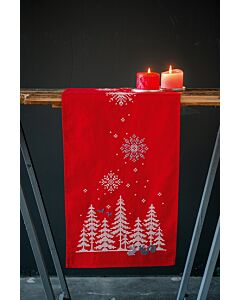 Borduurpakket tafelloper kerstbomen en bosdiertjes Vervaco pn-0171573 voorbedrukt