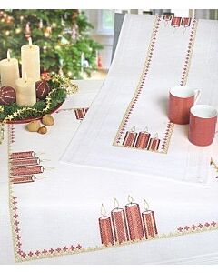 Voorbedrukt kerstloper  kaarsen van rico om te borduren