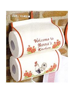 Keukenrolhouder met een haan om te borduren