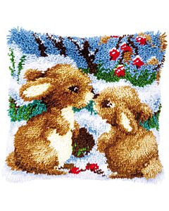 Knoopkussen pakket konijntjes in de sneeuw van Vervaco pn-0147711