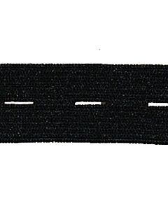 Knoopsgatenelastiek zwart, 20mm-30mm