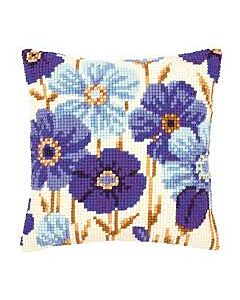 Vervaco kruissteek borduurpakket blauwe anemonen pn-0145051 kussen 