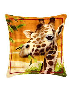 Borduurpakket voorbedrukt kruissteek kussen giraf vervaco
