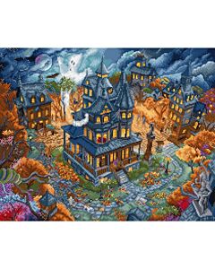 Letistitch borduurpakket halloween horror huis L9967 telpatroon