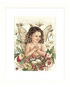 Lanarte borduurpakket Romantisch Engeltje met telpatroon op aida 35123a