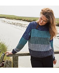 Lana Grossa trui breien van Cool Wool Vintage (Merino 3, m12 paars/camel/groen)