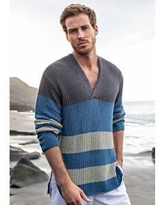 Lana Grossa gestreepte heren trui breien van Solo Lino uit Classici 18